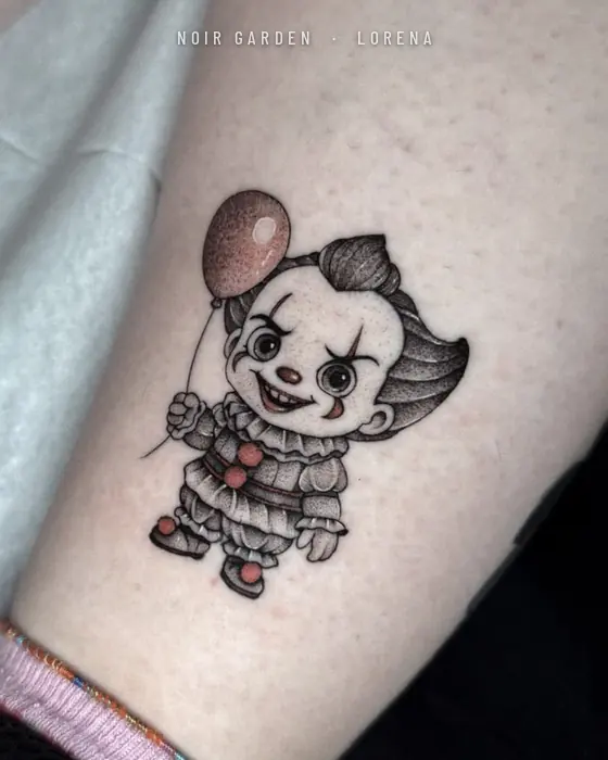 Payaso con globo en estilo infantil